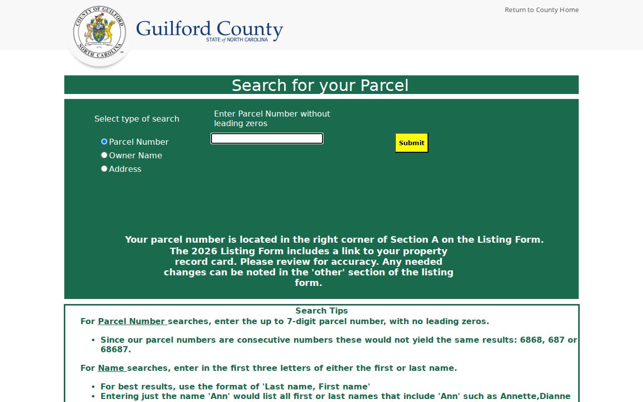 Greensboro residents directory Guilford property search interface