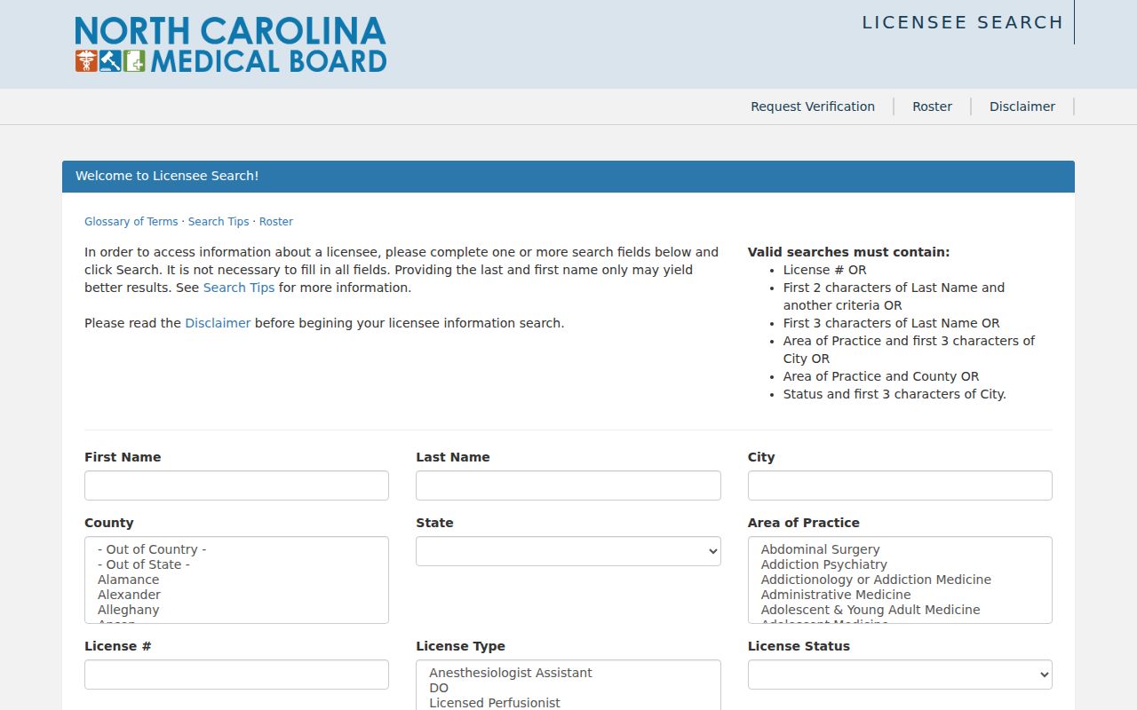 Greensboro residents directory North Carolina medical license verification search