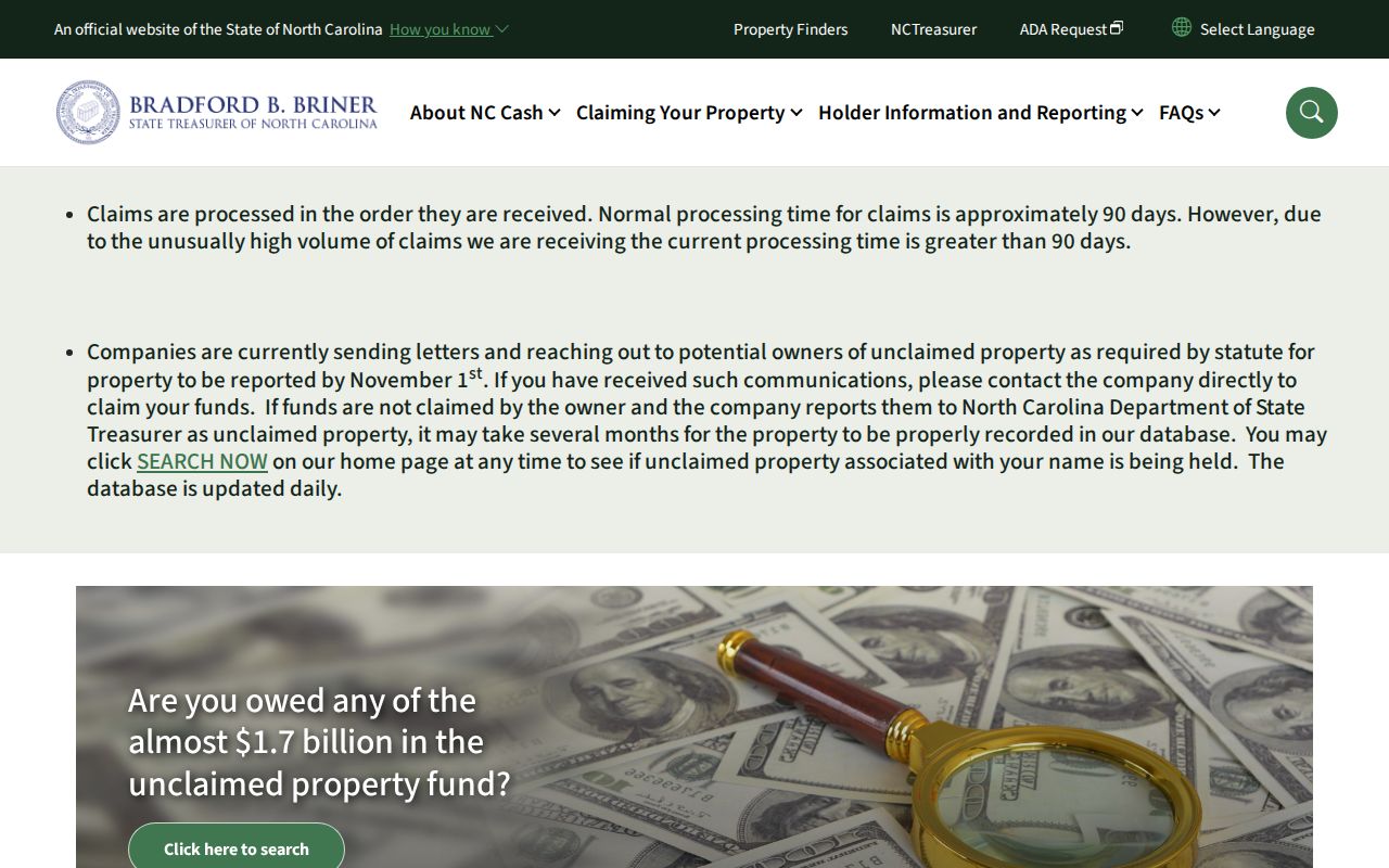 Greensboro residents directory North Carolina unclaimed property name search